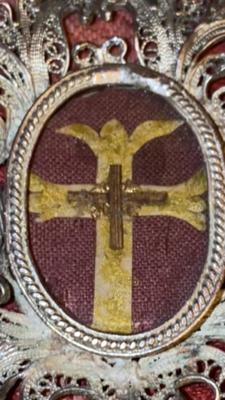 Reliquary - Relic True Cross  en Silver Filigrian / Glass / Wax Seal, Italy  18 th century