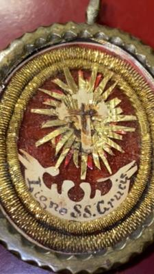 Reliquary - Relic True Cross  en Brass / Glass / Wax Seal, Italy 19 th century ( Anno 1840 )