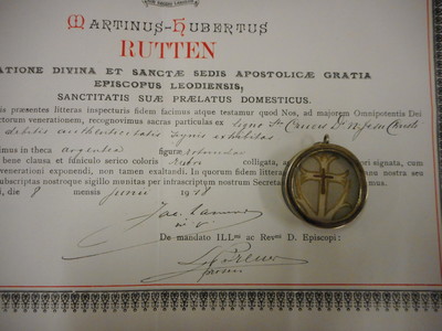 Reliquary - Relic True Cross With Original Document  en Silver, Belgium  19 th century