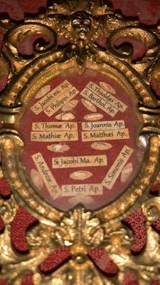 Reliquary Relics Of All 12 Apostles  en Bronze / Gilt / Glass, Belgium 19th century