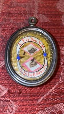 Reliquary - Relics St. Pius V, P.M. St. Sylvester P.  en Silver / Glass / Originally Sealed, Italy 18 th century ( Anno 1785 )