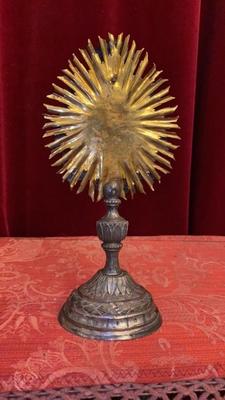 Reliquary - Relic True Cross  style Renaisance - Style en Brass / Glass, Italy  18 th century