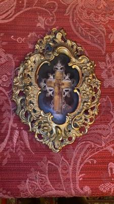 Reliquary - Relic True Cross Rock Crystal style Rococo  en Brass / Bronze / Gilt / Glass, Italy  18 th century