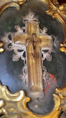 Reliquary - Relic True Cross Rock Crystal style Rococo  en Brass / Bronze / Gilt / Glass, Italy  18 th century