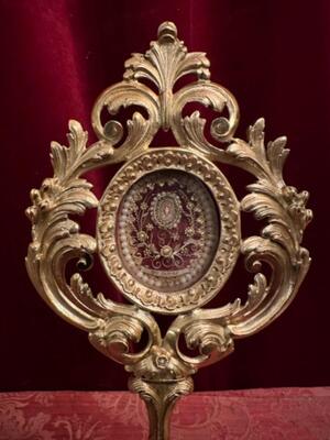 Reliquary - Relic Ex Ossibus St. Anne style Rococo - Style en Bronze / Polished and Varnished / Glass, France 19 th century