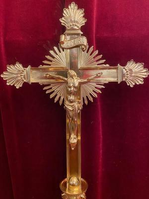Altar - Cross style Romanesque en Bronze / Polished / New Varnished, France 19th century ( anno 1875 )