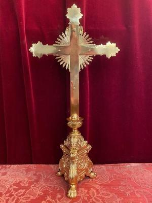 Altar - Cross style Romanesque en Bronze / Polished / New Varnished, France 19th century ( anno 1875 )