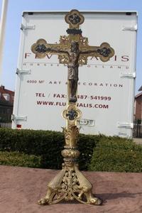 Altar - Cross style Romanesque en bronze, France 19th century
