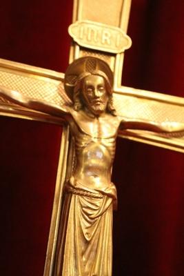 Altar - Cross style Romanesque en Brass / Bronze / Gilt , Belgium 19th century