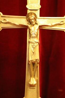 Altar - Cross style Romanesque en Brass / Bronze / Gilt , Belgium 19th century