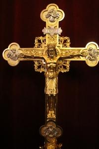 Altar - Cross Polished And Varnished. Weight 4.15 Kgs. style Romanesque en Bronze, France 19th century