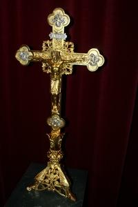 Altar - Cross Polished And Varnished. Weight 4.15 Kgs. style Romanesque en Bronze, France 19th century