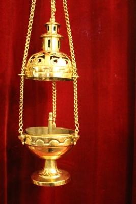 Censer Stand Complete style Romanesque en Brass / Bronze / Polished and Varnished, France 19th century