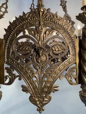Chandelier style Romanesque en Bronze, France 19th century