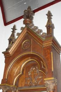Large Chapel style Romanesque en Oak wood, Belgium 19th century