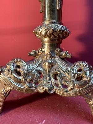 Pascal Candlestick Measures Without Pin style Romanesque en Bronze / Gilt, France 19th century