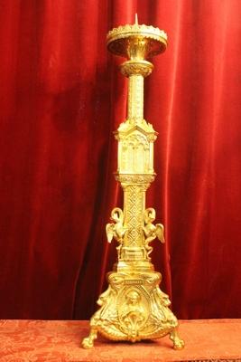 Pascal Candlestick Weight 10 Kgs ! Measures Without Pin style Romanesque en Bronze / Polished and Varnished, France 19th century