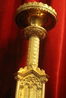 Pascal Candlestick Weight 10 Kgs ! Measures Without Pin style Romanesque en Bronze / Polished and Varnished, France 19th century