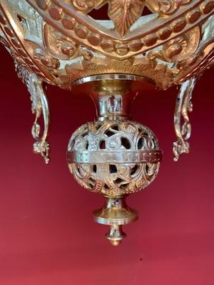 Sanctuary Lamp style Romanesque en Bronze / Polished and Varnished, France 19th century ( anno 1890 )