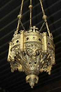 Sanctuary Lamp style Romanesque en Brass / Bronze, France 19th century
