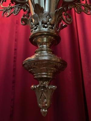 Sanctuary Lamp style Romanesque en Brass / Polished / New Varnished, France 19th century ( anno 1890 )