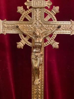 Altar - Cross style Romanesque - Style en Bronze / Gilt Polished and Varnished, France 19 th century ( Anno 1880 )