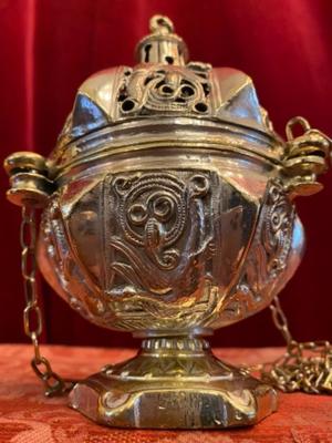 Censer  style Romanesque - Style en Bronze / Polished and Varnished, France 19 th century ( Anno 1875 )