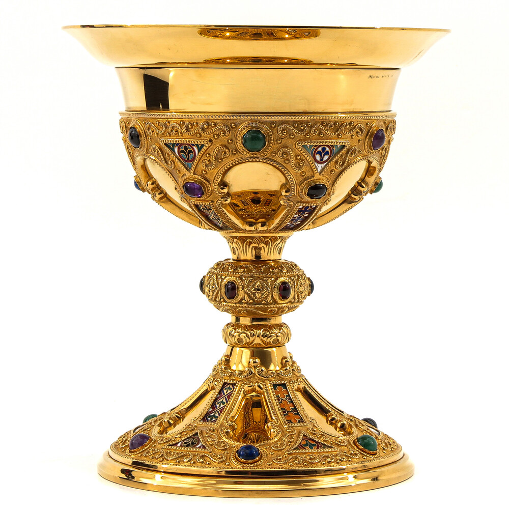 1 Romanesque - Style Chalice With Original Paten & Case