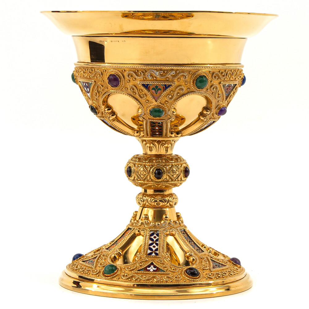 1 Romanesque - Style Chalice With Original Paten & Case