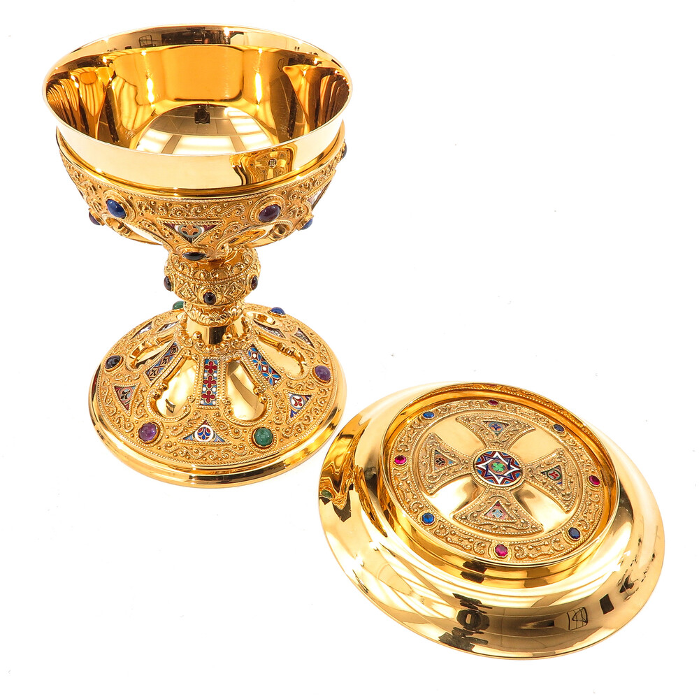 1 Romanesque - Style Chalice With Original Paten & Case