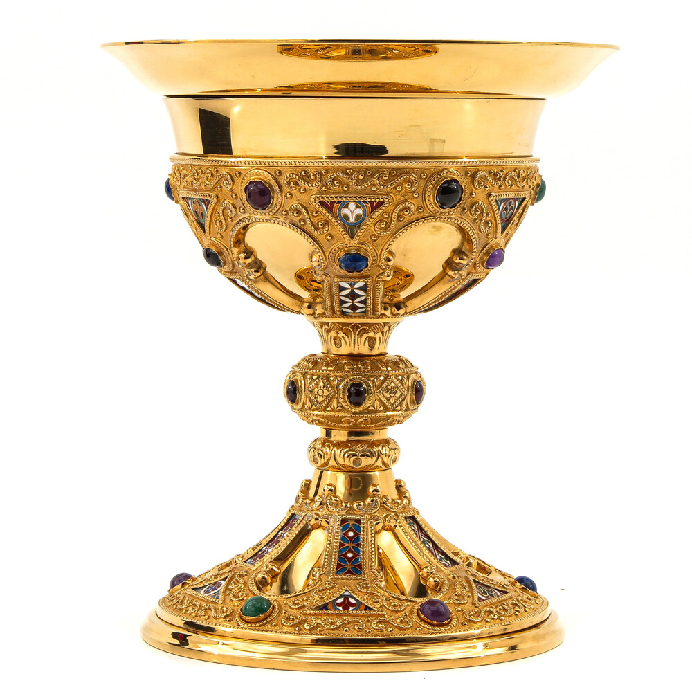 1 Romanesque - Style Chalice With Original Paten & Case