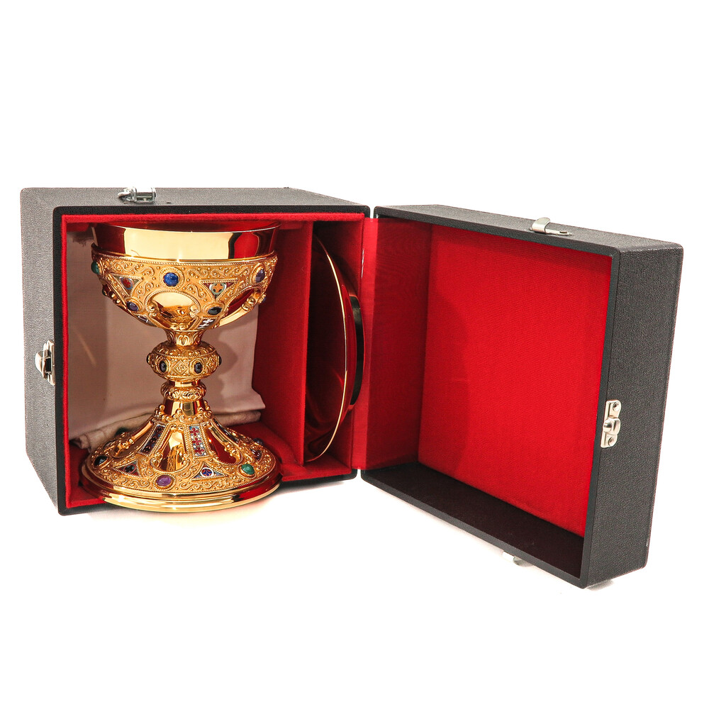 1 Romanesque - Style Chalice With Original Paten & Case