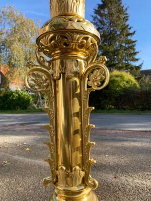 Exceptional Candle Holder style Romanesque - Style en Full Bronze Polished and Varnished, Flemish - Belgium 19 th century ( Anno 1875 )