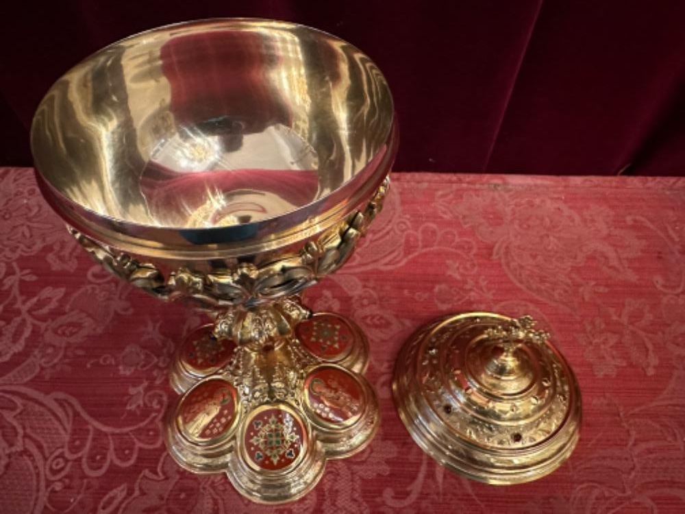 1 Romanesque - Style Exceptional Ciborium Silver Marks Present !