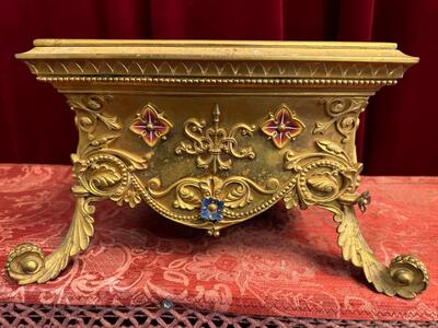 High Quality Bronze Tabor All Sides Equal Floral Elements Totally Gilt style Romanesque - Style en Bronze Gilt / Enamel, France 19 th century ( Anno 1865 )