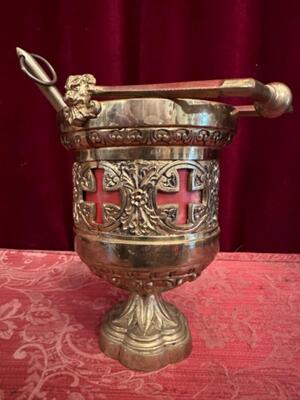 Holy Water Holder  style Romanesque - Style en Bronze Gilt, France 19 th century ( Anno 1865 )