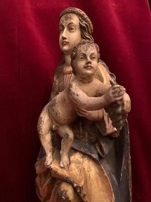 Madonna & Child style ROMANESQUE - STYLE en wood polychrome, Southern Germany 18 th century