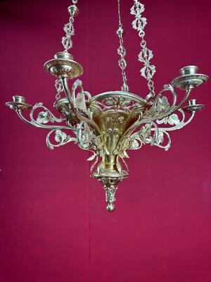 Sanctuary Lamp style Romanesque - Style en Bronze / Polished and Varnished, Belgium  19 th century ( Anno 1885 )