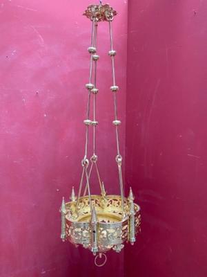 Sanctuary Lamp style Romanesque - Style en Brass / Bronze / Polished and Varnished, France 19 th century ( Anno 1890 )