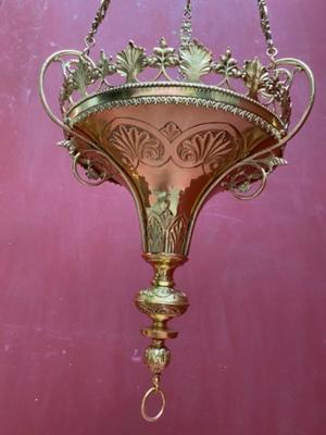 Sanctuary Lamp style Romanesque - Style en Bronze / Bronze Polished and Varnished, France 19 th century ( Anno 1890 )