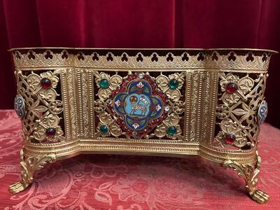 Tabor style Romanesque - Style en Brass / Bronze / Polished and Varnished / Stones / Enamel, France 19 th century ( Anno 1865 )