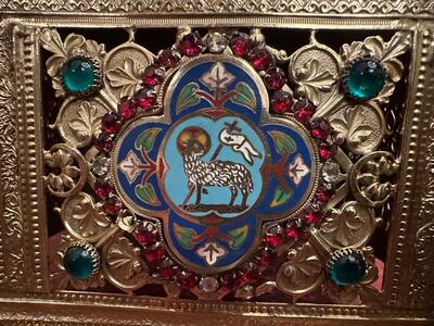 Tabor style Romanesque - Style en Brass / Bronze / Polished and Varnished / Stones / Enamel, France 19 th century ( Anno 1865 )
