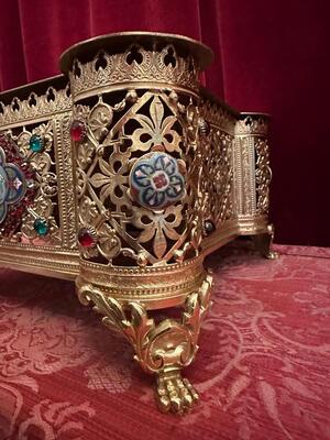 Tabor style Romanesque - Style en Brass / Bronze / Polished and Varnished / Stones / Enamel, France 19 th century ( Anno 1865 )