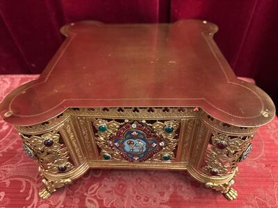 Tabor style Romanesque - Style en Brass / Bronze / Polished and Varnished / Stones / Enamel, France 19 th century ( Anno 1865 )