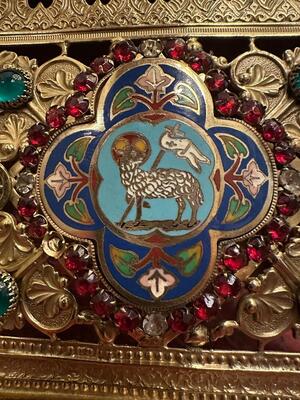 Tabor style Romanesque - Style en Brass / Bronze / Polished and Varnished / Stones / Enamel, France 19 th century ( Anno 1865 )