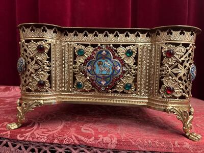 Tabor style Romanesque - Style en Brass / Bronze / Polished and Varnished / Stones / Enamel, France 19 th century ( Anno 1865 )