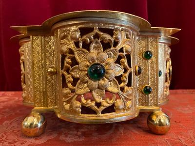 Tabor style Romanesque - Style en Brass / Polished and Varnished / Stones / Enamel, France 19 th century ( Anno 1865 )