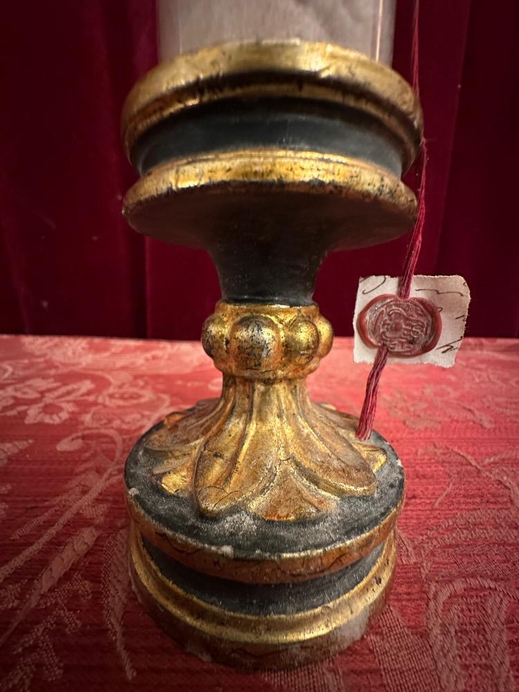 1 Romanesque - Style Very Rare Cylinder-Reliquary - Relic Ex Ossibus St. Agatha