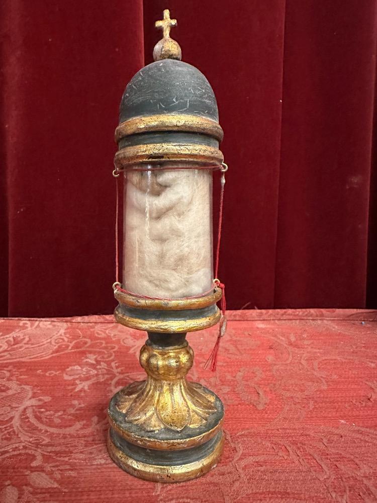 1 Romanesque - Style Very Rare Cylinder-Reliquary - Relic Ex Ossibus St. Christina