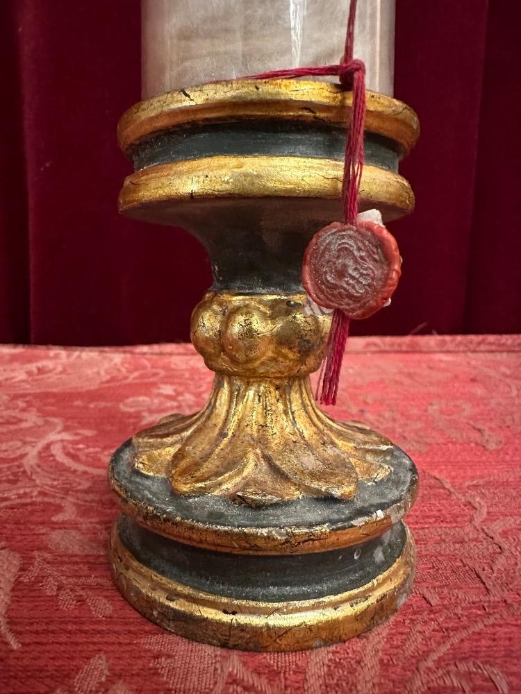 1 Romanesque - Style Very Rare Cylinder-Reliquary - Relic Ex Ossibus St. Gerard Majella